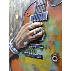 Obraz metalowy industrialny 120 x 80 cm Gitara